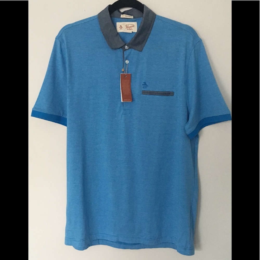 Penguin Heritage Slim Fit Polo L Blue White